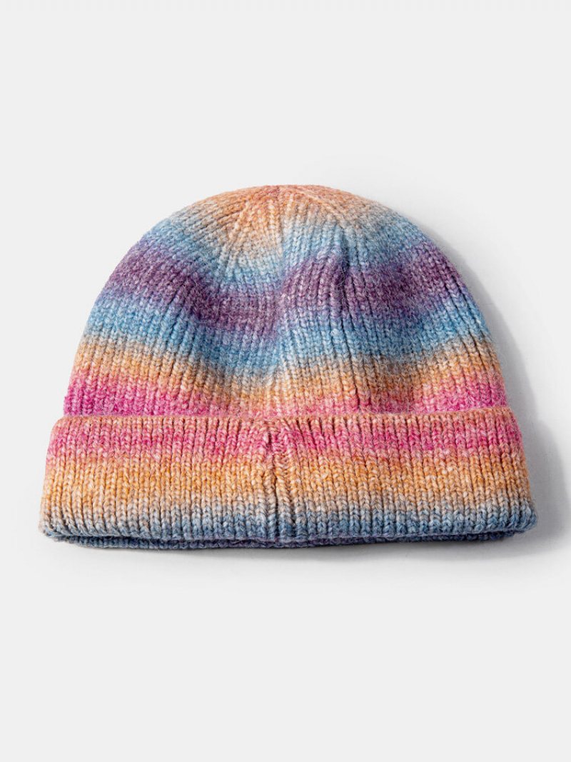 Unisex Dzianina Tie-dye Gradient Litery Tkanina Etykieta Cały Mecz Ciepło Brimless Beanie Landlord Cap Skull Cap