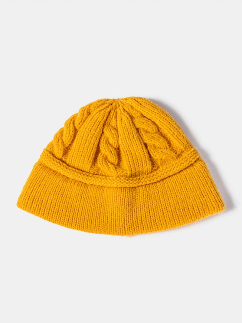 Unisex Dzianinowa Czapka Typu Beanie Z Dzianiny W Jednolitym Kolorze Twist Bez Ronda Ciepła Na Zewnątrz