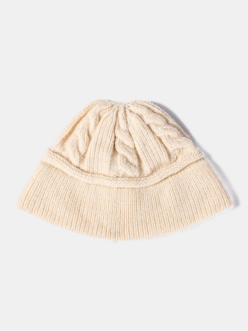 Unisex Dzianinowa Czapka Typu Beanie Z Dzianiny W Jednolitym Kolorze Twist Bez Ronda Ciepła Na Zewnątrz