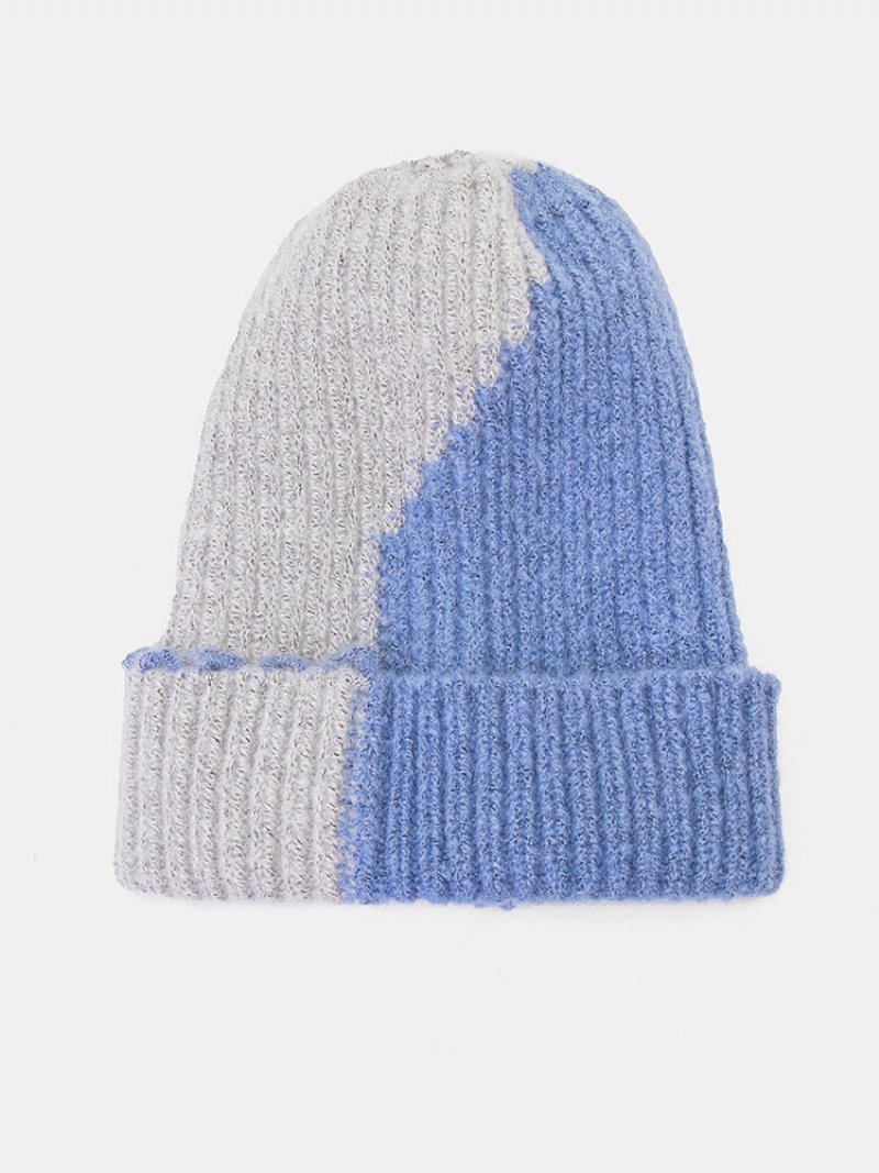 Unisex Dzianinowa Dopasowana Kolorystycznie Nieregularna Patchworkowa Ciepła Czapka Beanie Na Wszystkie Mecze