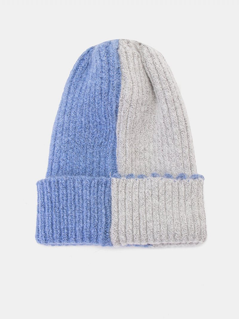 Unisex Dzianinowa Dopasowana Kolorystycznie Nieregularna Patchworkowa Ciepła Czapka Beanie Na Wszystkie Mecze