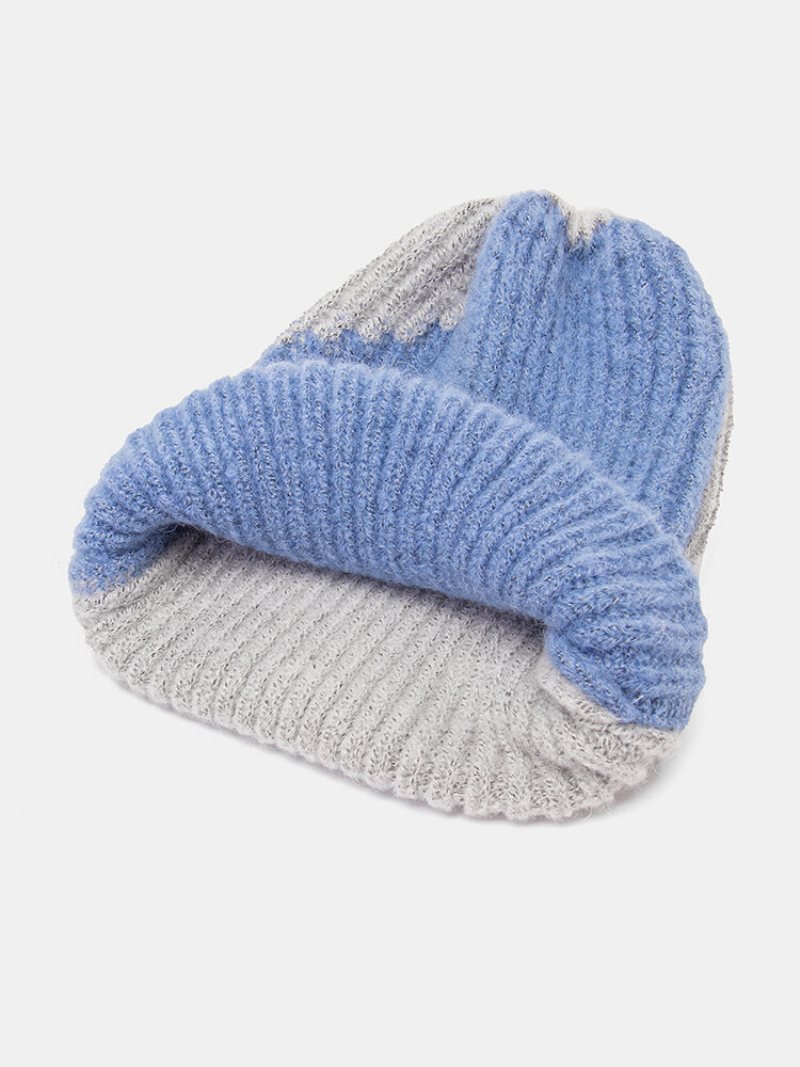 Unisex Dzianinowa Dopasowana Kolorystycznie Nieregularna Patchworkowa Ciepła Czapka Beanie Na Wszystkie Mecze