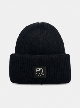 Unisex Dzianinowa Jednokolorowa Kreskówkowa Naszywka Z Motywem Dinozaura Ciepła Czapka Beanie Bez Ramiączek Na Wszystkie Mecze