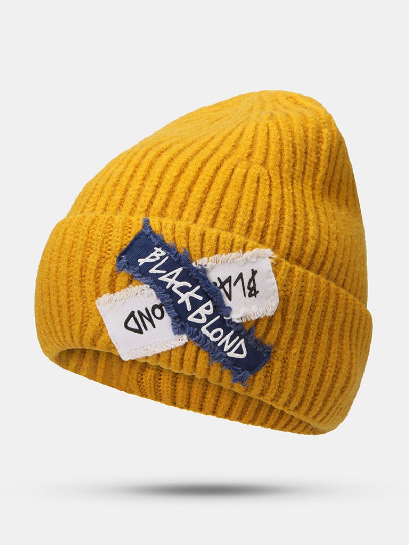 Unisex Dzianinowa Jednokolorowa Listowa Surowa Krawędź Kołnierz Ciepła Czapka Beanie Na Wszystkie Mecze