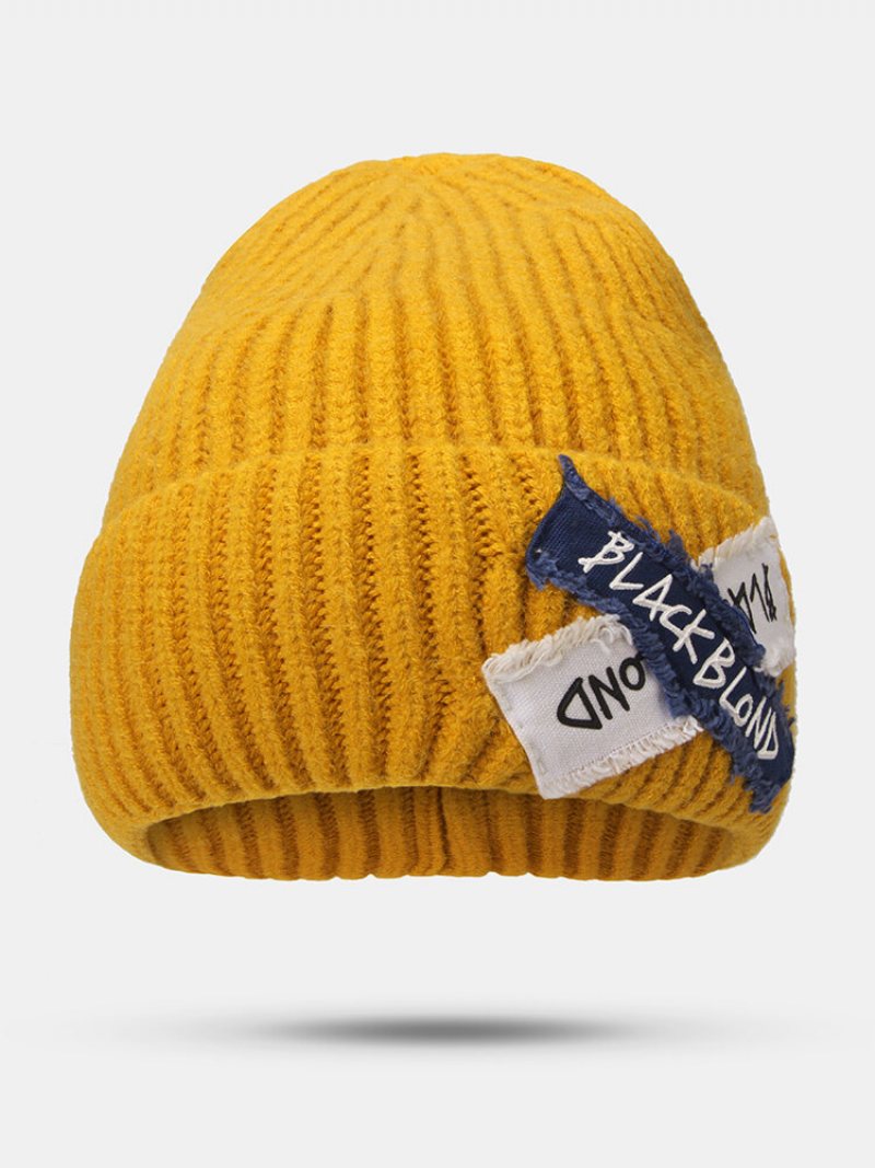 Unisex Dzianinowa Jednokolorowa Listowa Surowa Krawędź Kołnierz Ciepła Czapka Beanie Na Wszystkie Mecze