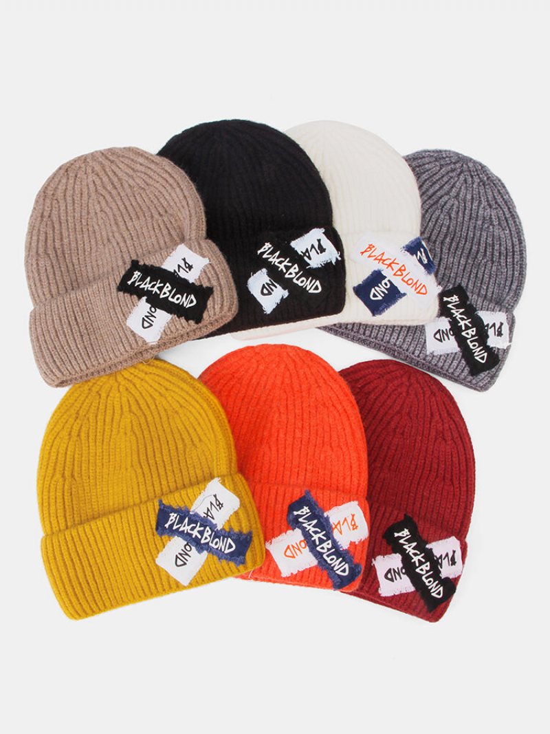 Unisex Dzianinowa Jednokolorowa Listowa Surowa Krawędź Kołnierz Ciepła Czapka Beanie Na Wszystkie Mecze