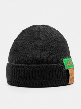 Unisex Dzianinowa Jednokolorowa Żakardowa Etykieta Z Literami Kołnierzem Dopasowana Ciepła Bezrękawnikowa Czapka Typu Beanie