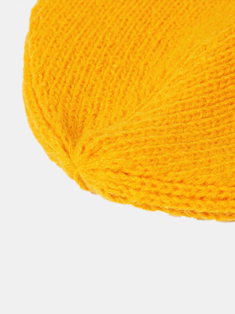 Unisex Dzianinowa Jednokolorowa Żakardowa Etykieta Z Literami Kołnierzem Dopasowana Ciepła Bezrękawnikowa Czapka Typu Beanie