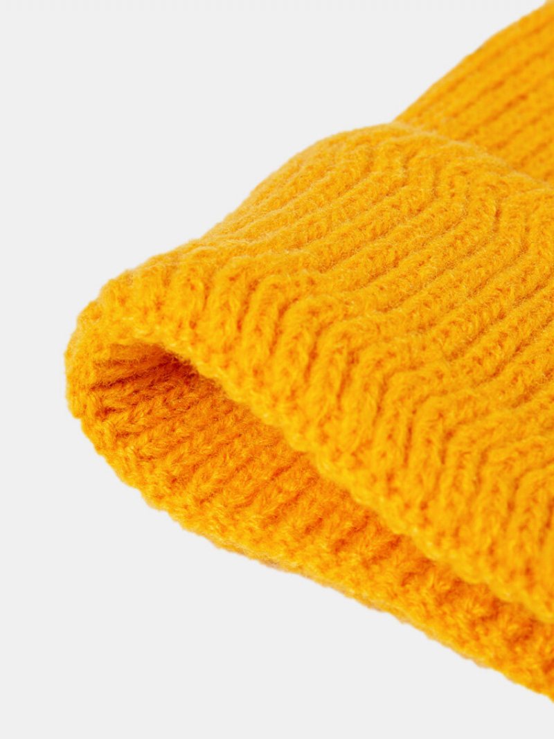 Unisex Dzianinowa Jednokolorowa Żakardowa Etykieta Z Literami Kołnierzem Dopasowana Ciepła Bezrękawnikowa Czapka Typu Beanie