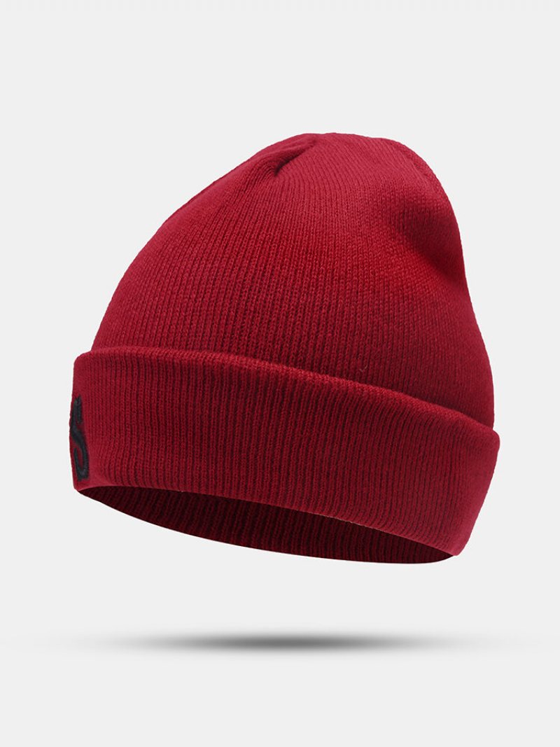 Unisex Dzianinowa Okrągła Etykieta Z Haftem Na Wszystkie Mecze Ciepła Bezrękawnikowa Czapka Typu Beanie