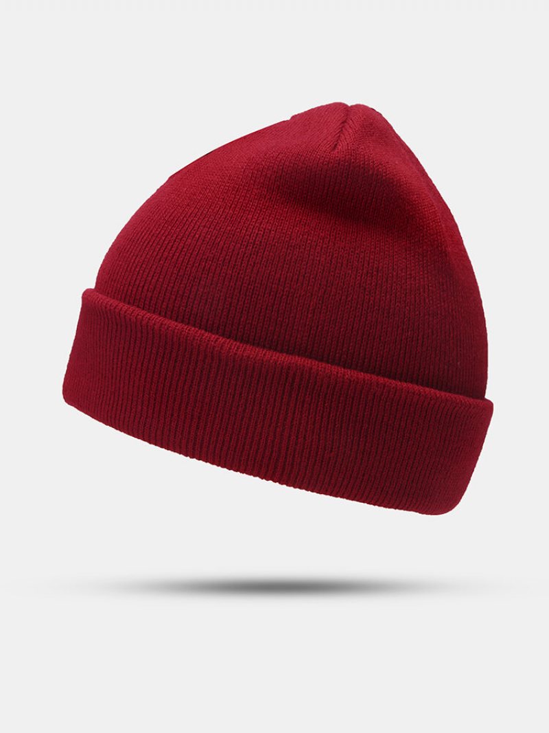 Unisex Dzianinowa Okrągła Etykieta Z Haftem Na Wszystkie Mecze Ciepła Bezrękawnikowa Czapka Typu Beanie