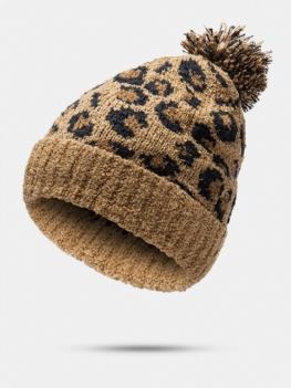 Unisex Dzianinowy Wzór W Cętki Futrzana Kulka Kołnierz Dorywczo Ciepła Czapka Typu Beanie