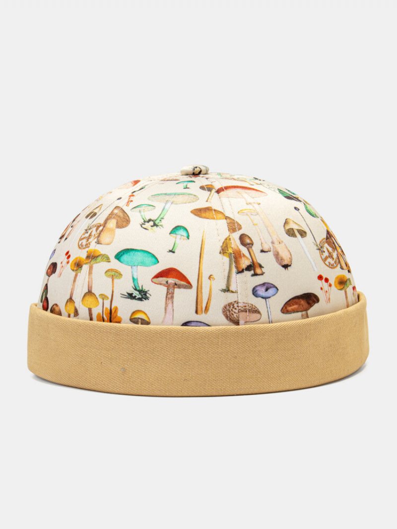 Unisex Mushroom Overlay Pattern Moda Osobowość Bezrękawnik Czapka Landlord Z Czaszką