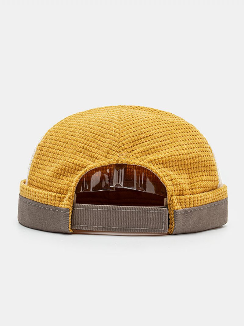 Unisex Sztruksowa Dopasowana Kolorystycznie Patchworkowa Nić Do Haftu Czapka Beanie Bez Ramiączek Właściciela Z Czaszkami