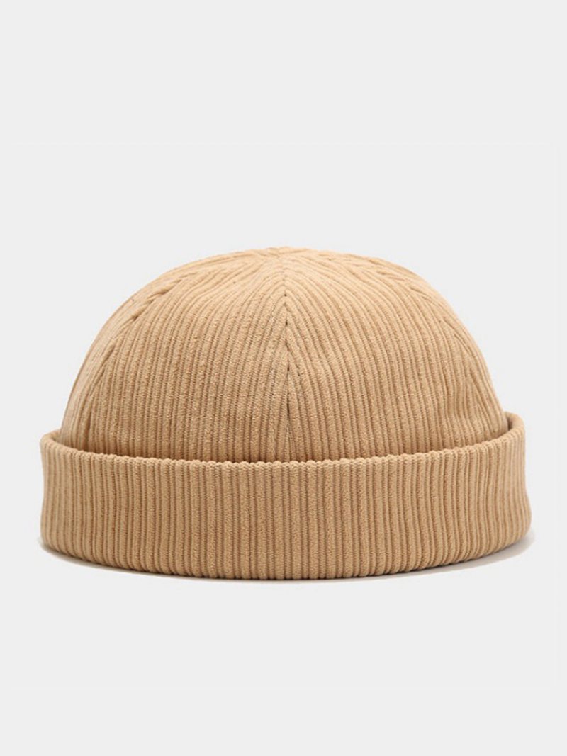 Unisex Sztruksowa Solidna W Paski Regulowana Czapka Typu Beanie Landlord Z Czaszką