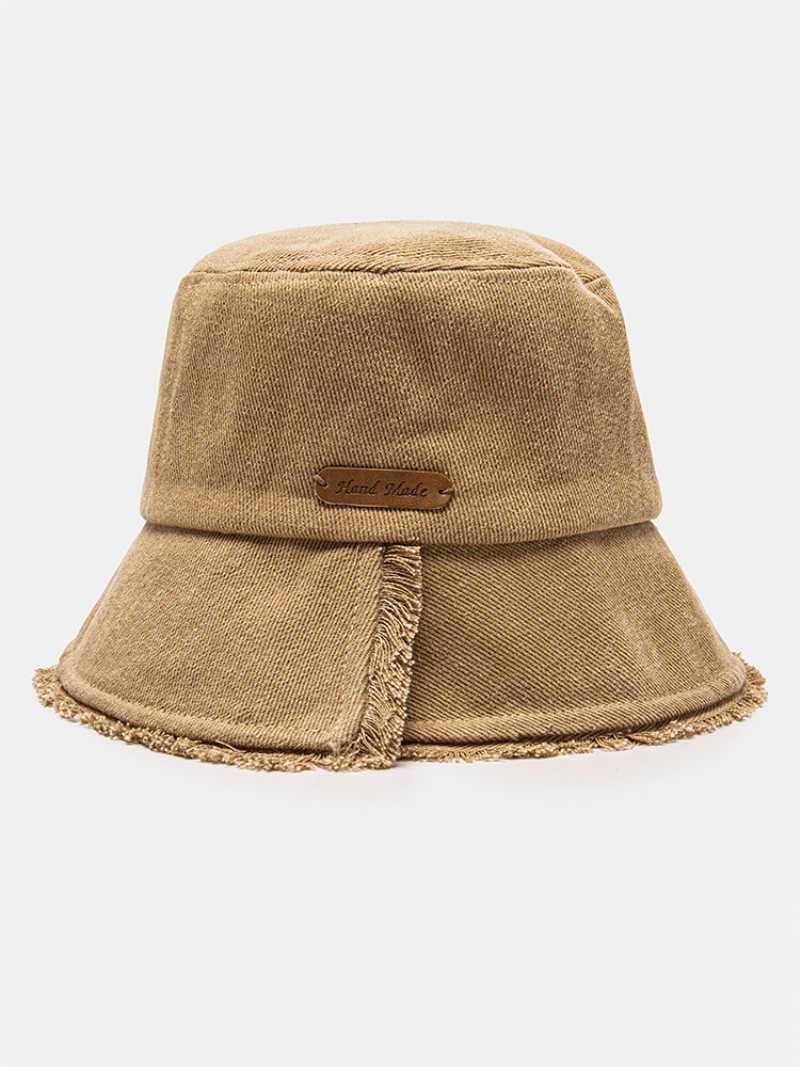 Unisex Washed Dacron Jednolity Kolor List Etykieta Pu Szorstkie Krawędzie Cały Mecz Kapelusz Typu Bucket Z Osłoną Przeciwsłoneczną