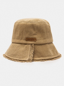 Unisex Washed Dacron Jednolity Kolor List Etykieta Pu Szorstkie Krawędzie Cały Mecz Kapelusz Typu Bucket Z Osłoną Przeciwsłoneczną