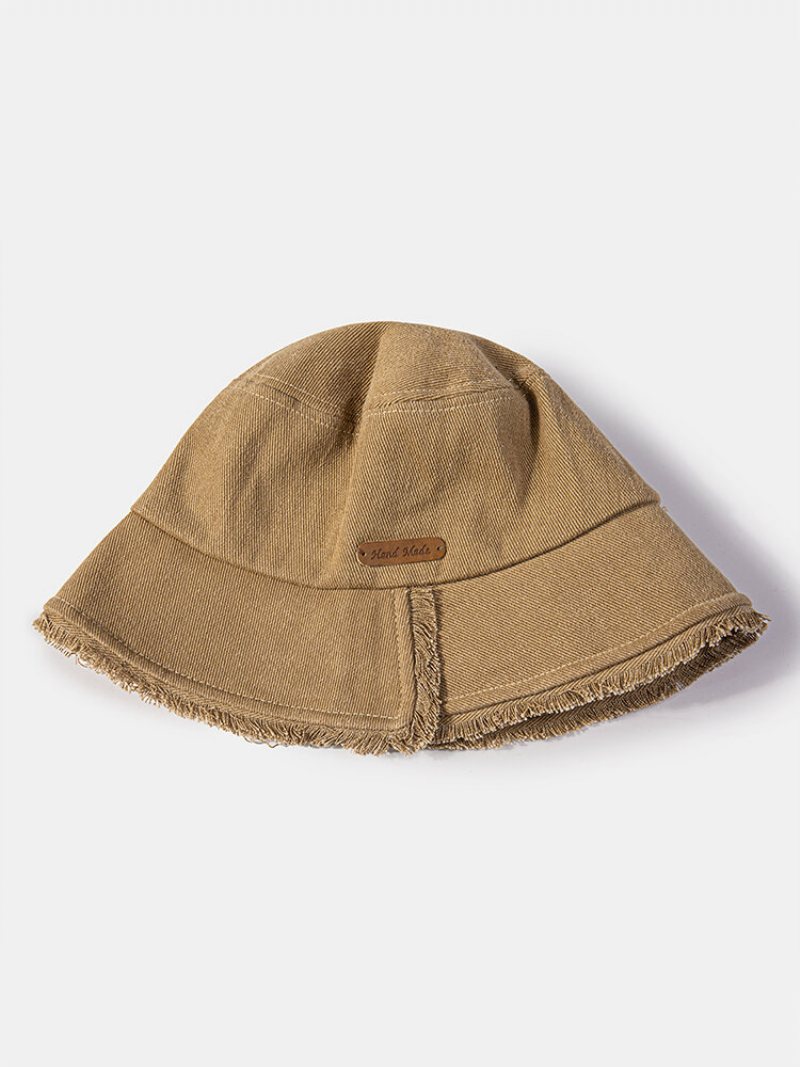 Unisex Washed Dacron Jednolity Kolor List Etykieta Pu Szorstkie Krawędzie Cały Mecz Kapelusz Typu Bucket Z Osłoną Przeciwsłoneczną