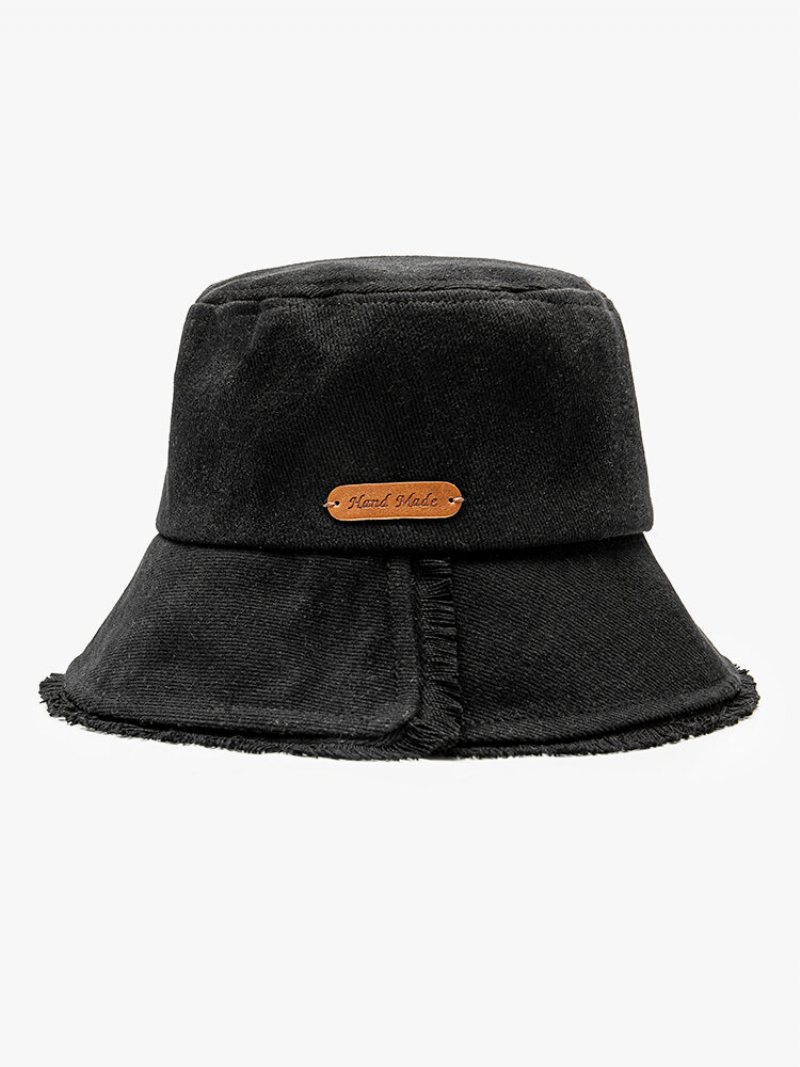 Unisex Washed Dacron Jednolity Kolor List Etykieta Pu Szorstkie Krawędzie Cały Mecz Kapelusz Typu Bucket Z Osłoną Przeciwsłoneczną