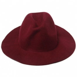 Vintage Women Wełniany Melonik Trilby Czapka Z Szerokim Rondem Wstążka Fedora Jazz Hat