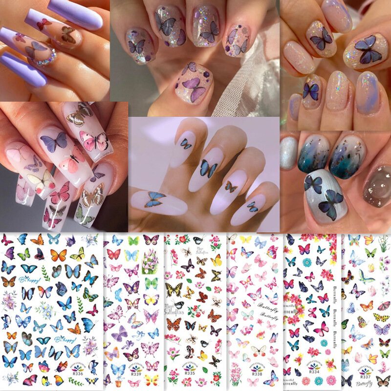 3d Kolorowe Wodoodporne Motyle Nail Art Naklejki Znak Wodny Diy Porady Kalkomanie Do Paznokci Manicure