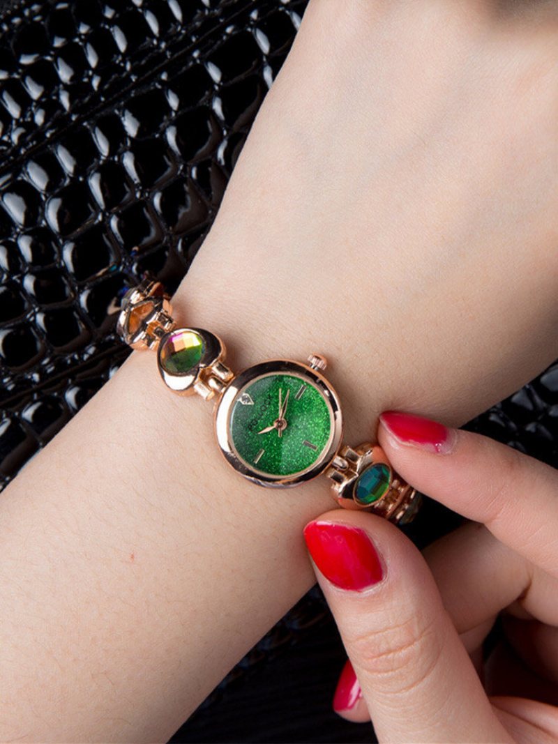 4 Kolory Alloy Rhinestone Women Vintage Watch Zdobiony Wskaźnik Przebarwiony Zegarek Kwarcowy