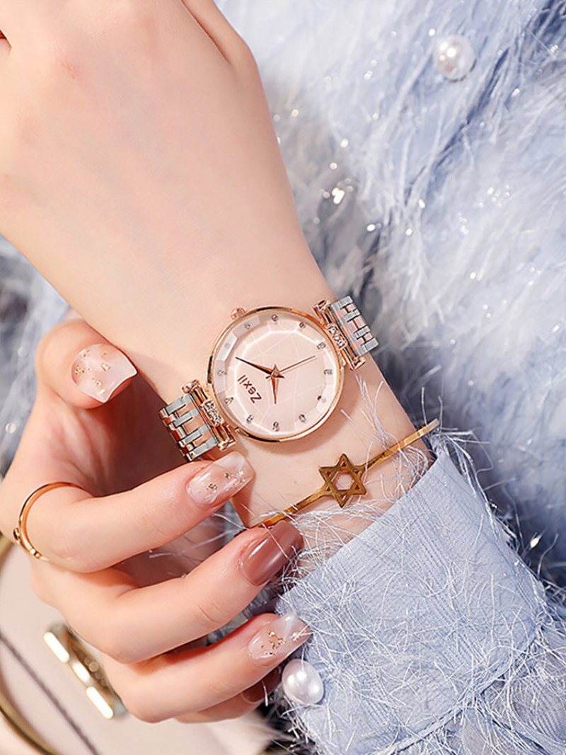 4 Kolory Alloy Women Trendy Zegarek Inkrustowany Rhinestone Dial Dekoracyjny Kwarcowy Ze Wskaźnikiem