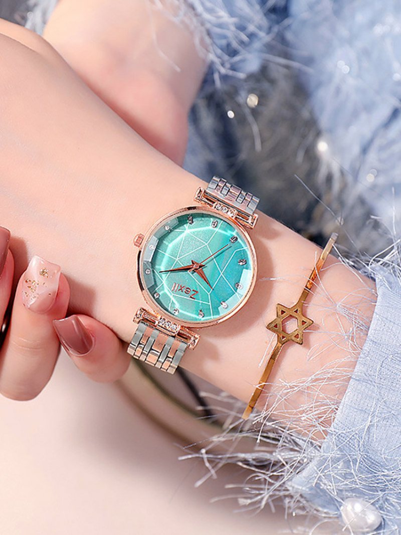 4 Kolory Alloy Women Trendy Zegarek Inkrustowany Rhinestone Dial Dekoracyjny Kwarcowy Ze Wskaźnikiem