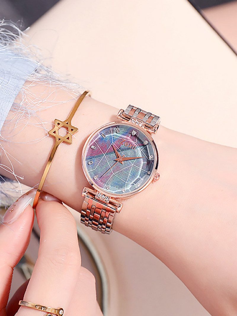 4 Kolory Alloy Women Trendy Zegarek Inkrustowany Rhinestone Dial Dekoracyjny Kwarcowy Ze Wskaźnikiem