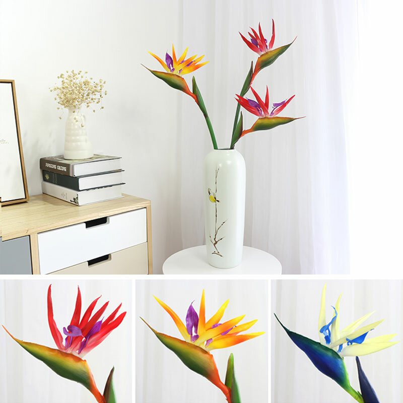 70/90 cm Silikonowy Bird Of Paradise Sztuczny Kwiat Family Party Flower Home Decoration Salon