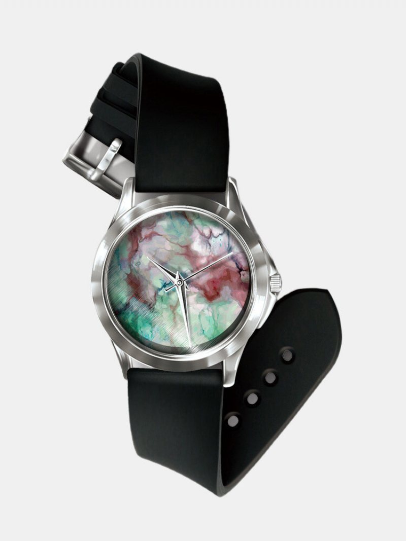 Casual Colored Landscape Printed Men Watch Marble Pattern Women Quartz