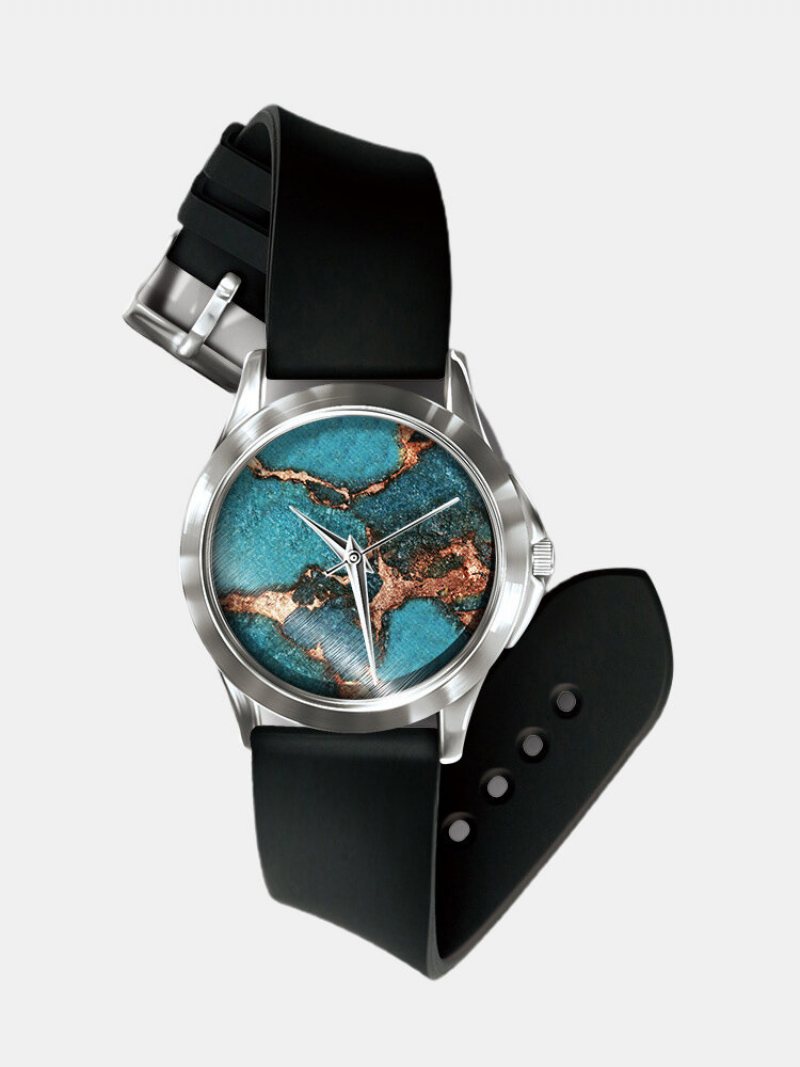 Casual Colored Landscape Printed Men Watch Marble Pattern Women Quartz