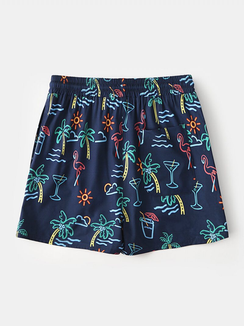 Hawaje Graffiti Pattern Swim Trunks Sznurek Szybkoschnące Szorty Planszowe Dla Mężczyzn