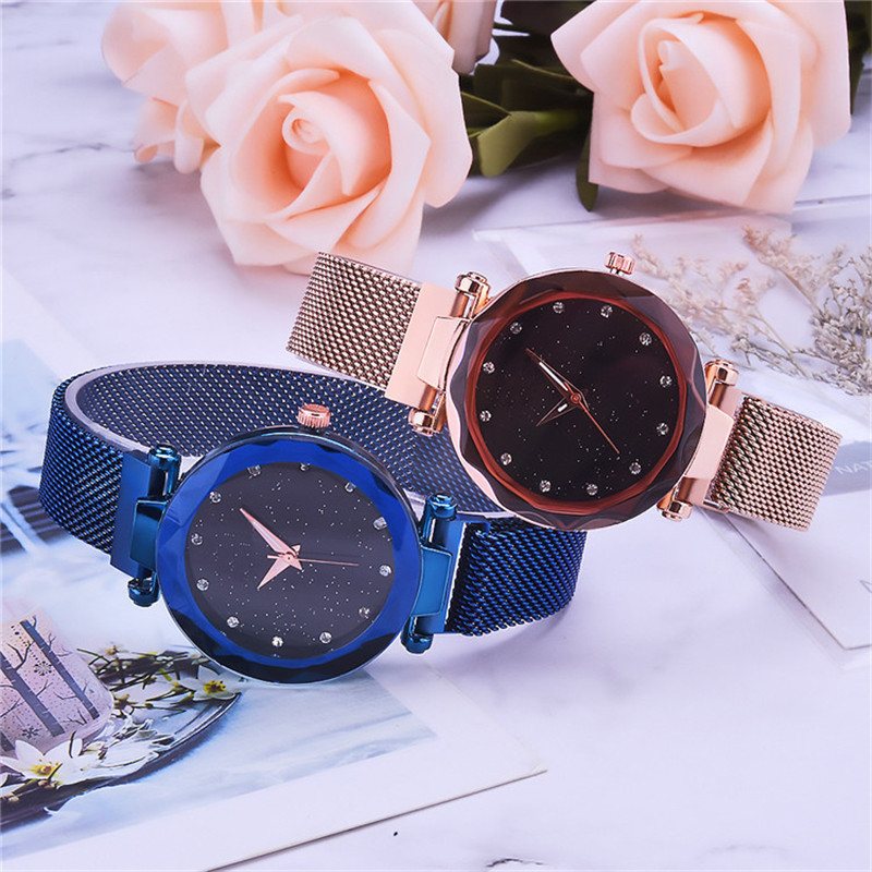 Magnetyczny Leniwy Zegarek Kwarcowy Transgraniczna Gorąca Sprzedaż Starry Star Rhinestone Vibrato Sky Watch