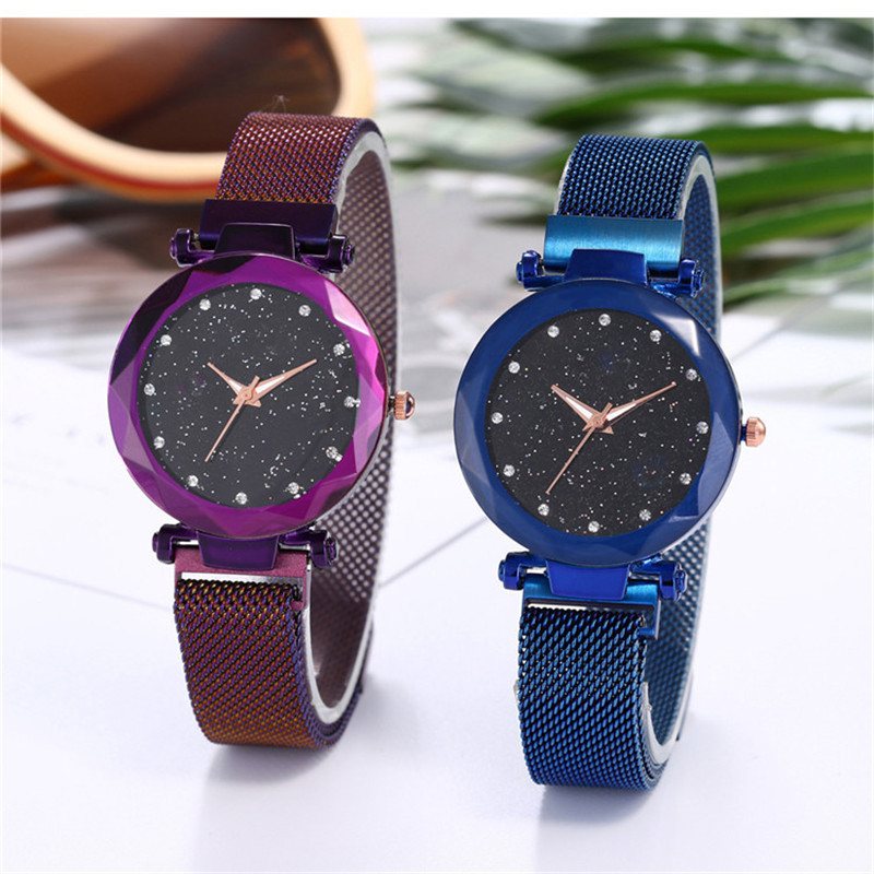 Magnetyczny Leniwy Zegarek Kwarcowy Transgraniczna Gorąca Sprzedaż Starry Star Rhinestone Vibrato Sky Watch