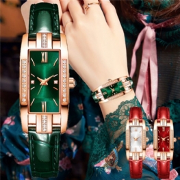 Mały Zielony Pasek Diamentowy Kwadratowy Zegarek Dziewczęcy Retro Fashion Women's Watch