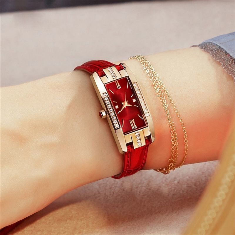 Mały Zielony Pasek Diamentowy Kwadratowy Zegarek Dziewczęcy Retro Fashion Women's Watch