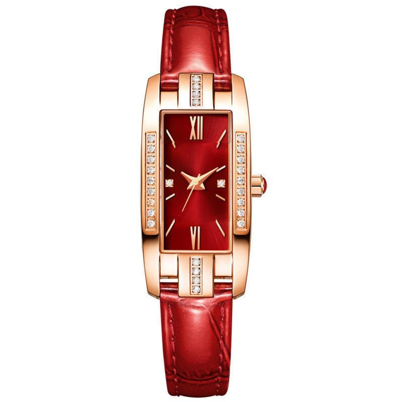 Mały Zielony Pasek Diamentowy Kwadratowy Zegarek Dziewczęcy Retro Fashion Women's Watch