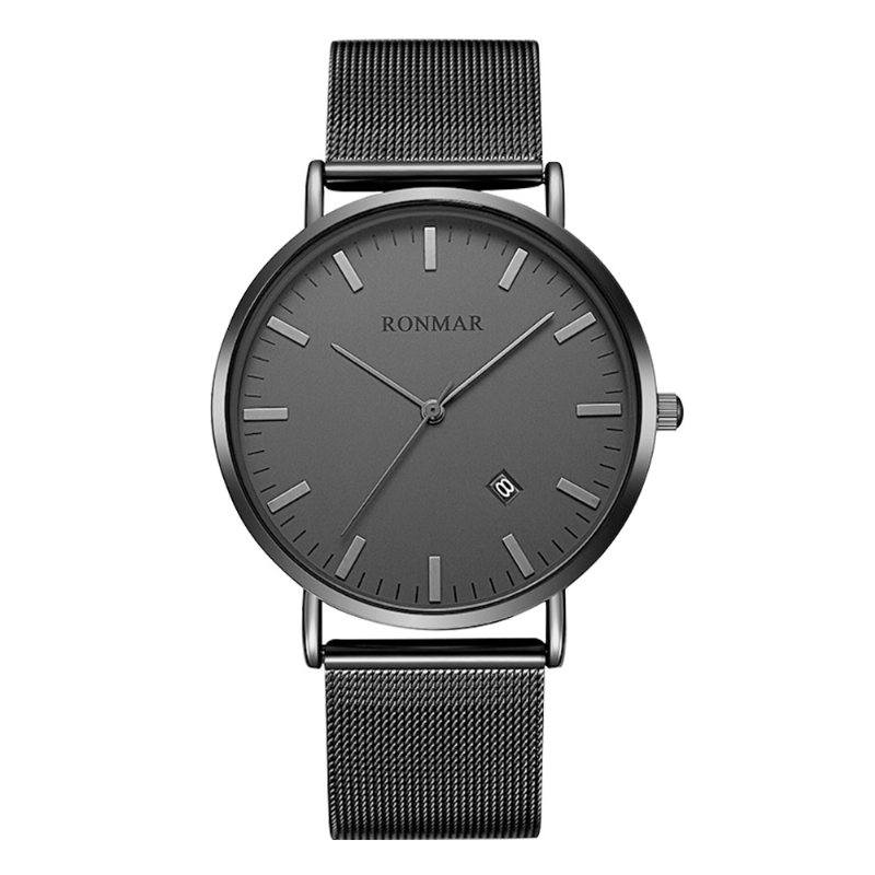 Minimalistyczny Ultracienki Wodoodporny Męski Zegarek Kwarcowy Business Casual Wrist Watch Ze Stalowym Skórzanym Paskiem