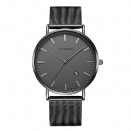 Minimalistyczny Ultracienki Wodoodporny Męski Zegarek Kwarcowy Business Casual Wrist Watch Ze Stalowym Skórzanym Paskiem