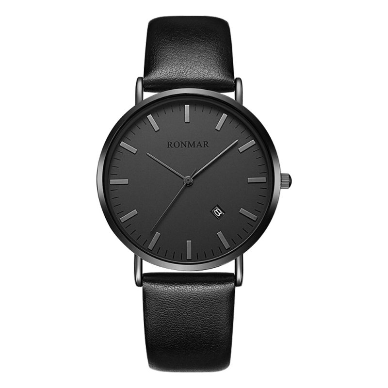 Minimalistyczny Ultracienki Wodoodporny Męski Zegarek Kwarcowy Business Casual Wrist Watch Ze Stalowym Skórzanym Paskiem