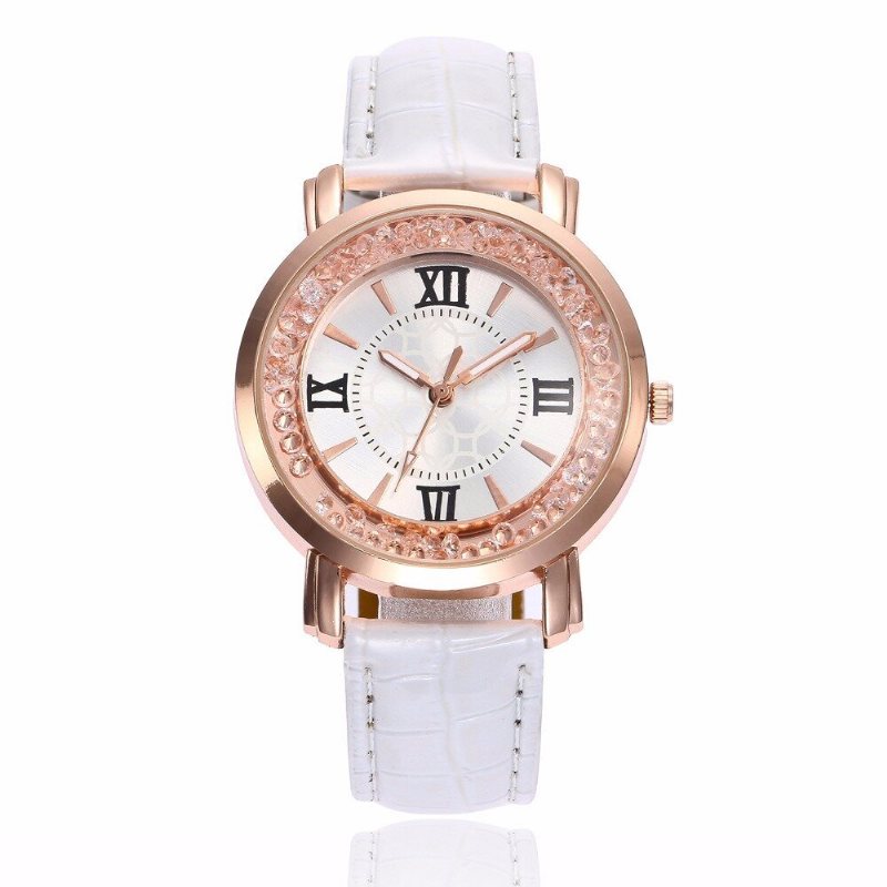 Moda Quicksand Leather Women Watch Zegarek Kwarcowy Z Diamentową Tarczą