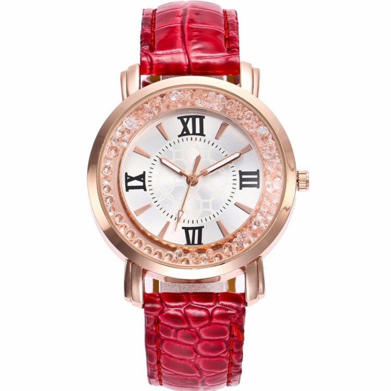 Moda Quicksand Leather Women Watch Zegarek Kwarcowy Z Diamentową Tarczą