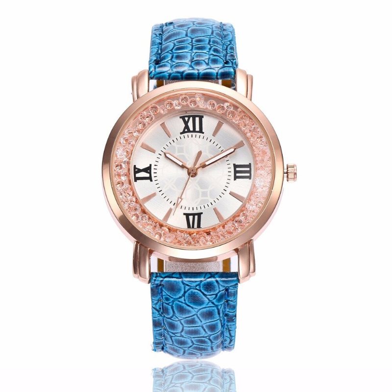 Moda Quicksand Leather Women Watch Zegarek Kwarcowy Z Diamentową Tarczą