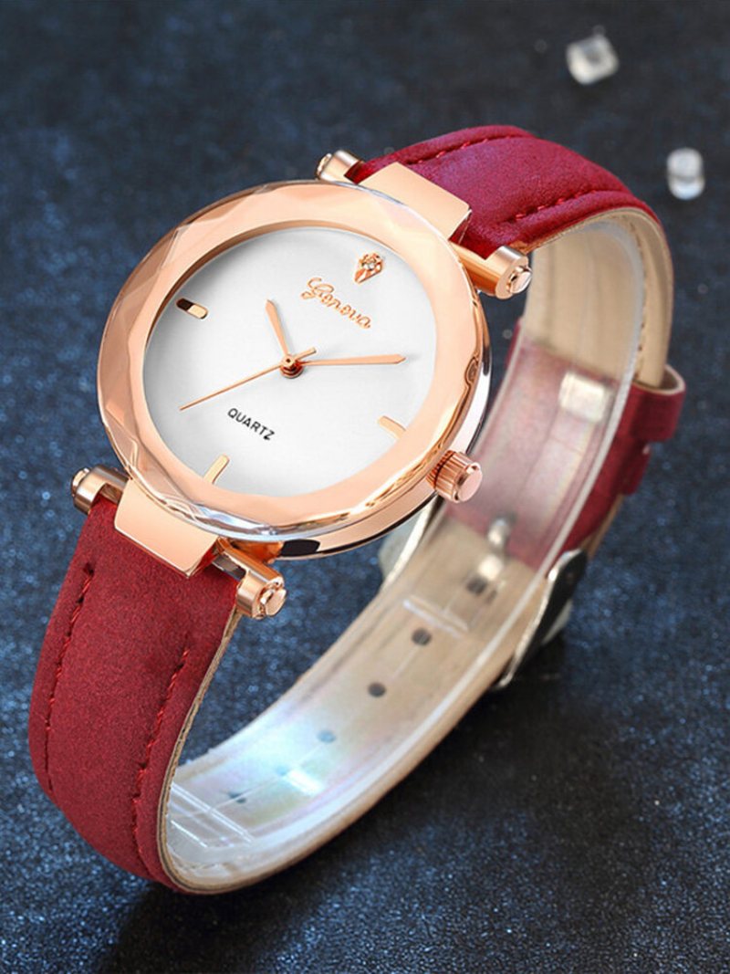 Modne Damskie Zegarki Kwarcowe Skórzany Pasek Lady Fashion Rose Gold Dial Dla Kobiet