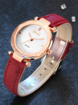 Modne Damskie Zegarki Kwarcowe Skórzany Pasek Lady Fashion Rose Gold Dial Dla Kobiet