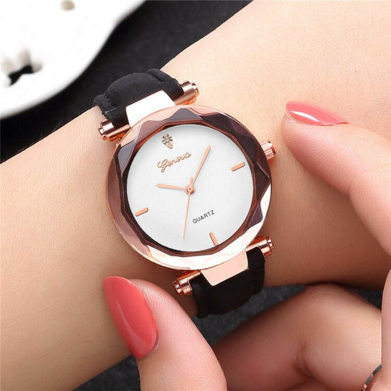 Modne Damskie Zegarki Kwarcowe Skórzany Pasek Lady Fashion Rose Gold Dial Dla Kobiet