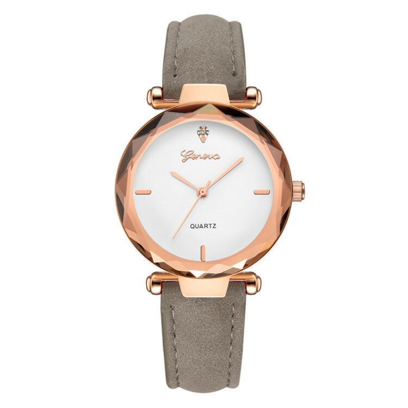 Modne Damskie Zegarki Kwarcowe Skórzany Pasek Lady Fashion Rose Gold Dial Dla Kobiet