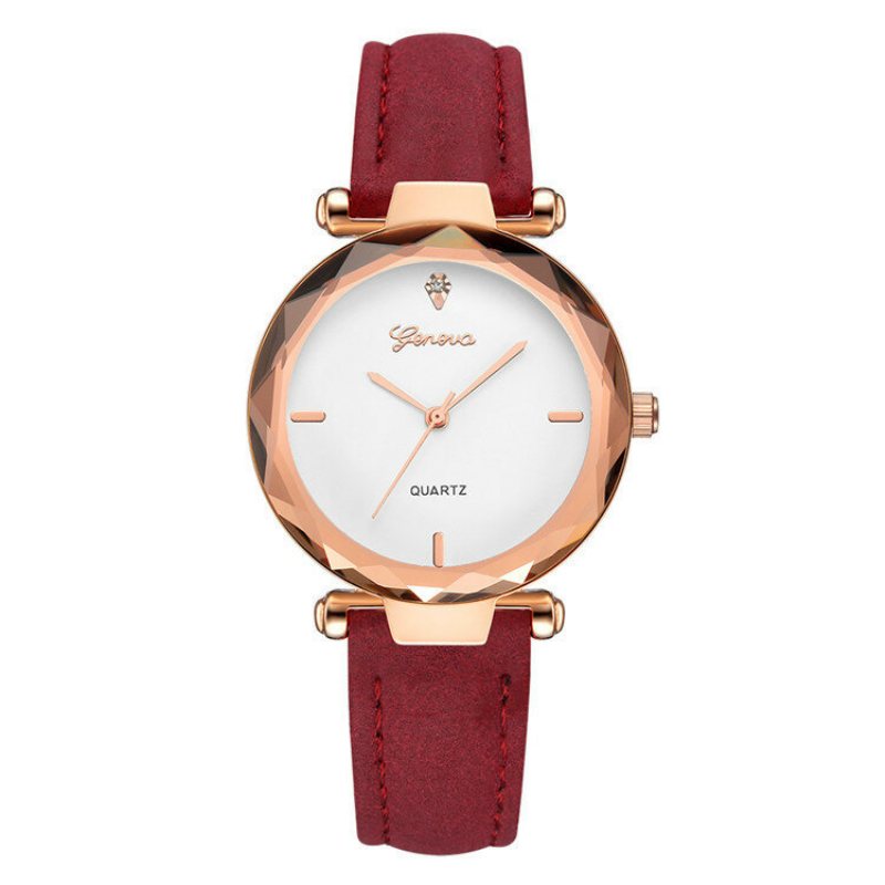 Modne Damskie Zegarki Kwarcowe Skórzany Pasek Lady Fashion Rose Gold Dial Dla Kobiet