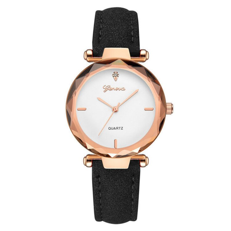 Modne Damskie Zegarki Kwarcowe Skórzany Pasek Lady Fashion Rose Gold Dial Dla Kobiet